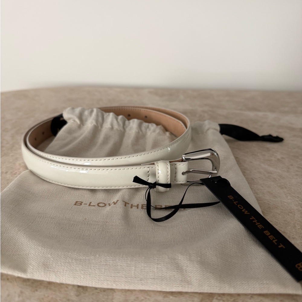 NWT! B-Low the Belt Kennedy Mini Patent Leather Belt with Silver Accents
